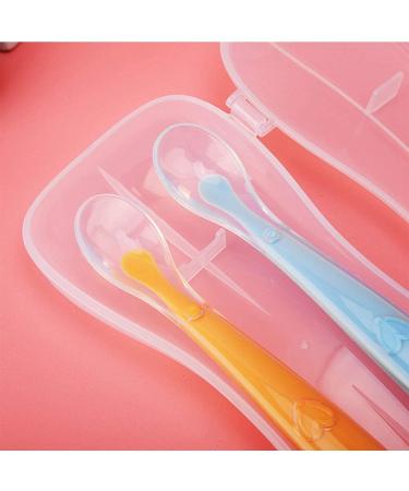 Soft Silicone Baby Training Spoon Set - 2 Parts with Box | Child Dining & Feeding Utensils for Weaning (Yellow & Blue) - Buy Online on GoSupps.com