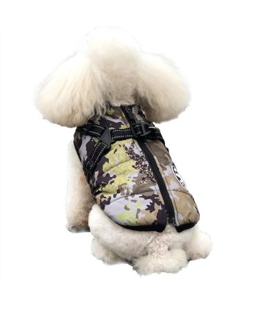 Dog jacket with dishes for small dogs dog sports vest for outside warm pet winter coat for cats puppies small dogs camouflage color m camouflage