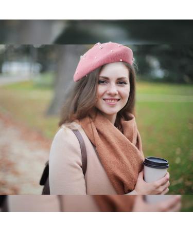 ZARSIO Women's Pearl Beret Cap - French Style Artist Beanie in Elegant Pink - Buy Online on GoSupps.com