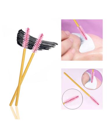 300 Pack Mascara Wand Eyelash Brush Disposable Eye Lash Applicator Kit in Gold/Pink - Buy Online on GoSupps.com