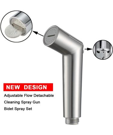Bidet Sprayer for Toilet Pressure Adjust Bidet Wand  Double Shut-Off Brass Valve Brushed Nickel - Buy Online on GoSupps.com