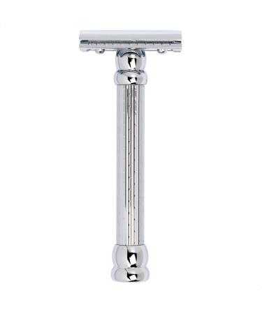 Merkur razor plane 47c |Gloss chrome |Three -part razor with a straight cut |Razor plane with closed comb |Ideal for wet shaving |Zinc die casting |Brass handle |Made in Germany