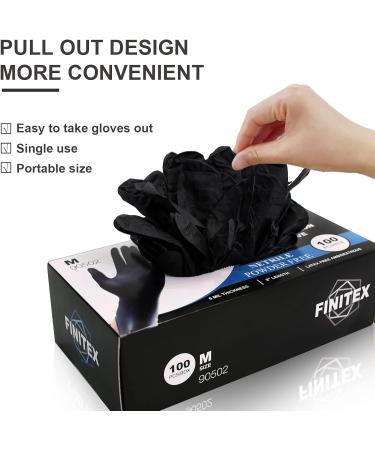 Finitex Black Nitrile Disposable Medical Exam Gloves - Case of 1000 (Medium, 6mil, Powder-Free, Latex-Free) - Pack of 100 - Buy Online on GoSupps.com