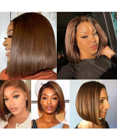 CHEETAHBEAUTY 12 Bob Wig - 4x4 Lace Closure, Human Hair, Medium Brown, Pre-Plucked for Black Women - Buy Online on GoSupps.com