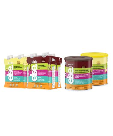 Else Kids Nutritional Shake Mix - Plant Based Dairy Free Toddler Nutritional Drink Powder for Ages 2-12 (700g 2-Pack) - Kids Protein Powder w/ 8-Pack Kids Nutritional Shake Ready to Drink