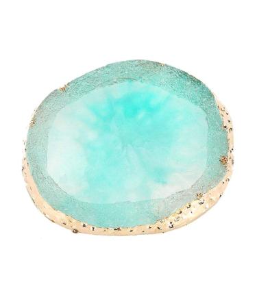 Resin Nail Art Palette Color Drawing Paint Dish Golden Edge Nail Art Painting Gel Palette Manicure Tool(Green)