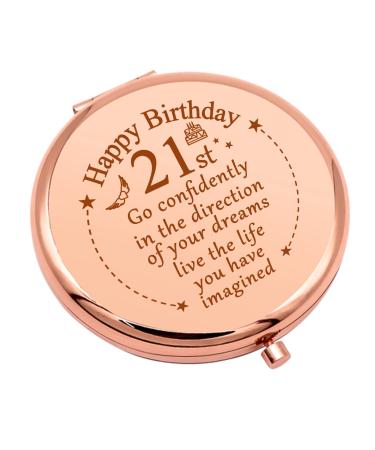 21st Birthday Gifts for Women 21 Year Old Birthday Gifts for Her Happy 21st Birthday Gifts for BFF Niece Girlfriends Compact Makeup Mirror for Sister Daughter Friends Inspirational Birthday Gift