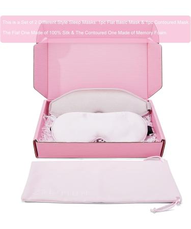 2 Pack Natural Silk 3D Contoured Sleep Mask Gift Set for Women - Pink & Blackout Eye Masks with Adjustable Strap - Lightweight Blindfold for a Restful Sleep - Buy Online on GoSupps.com