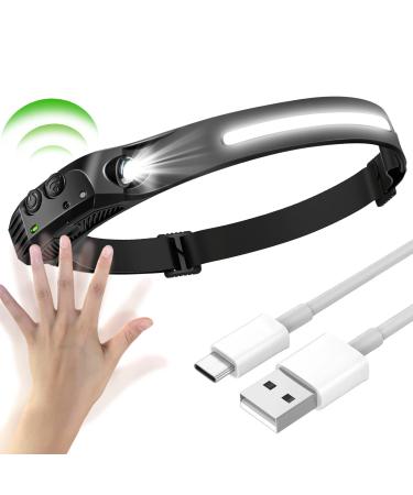 1pcs headlamp led re -loaded usb superheller head lamp superheller 350 lumen head lamp 230 COB sensor headlamp 5 light modes light IPX4 waterproof headlight for jogging run run