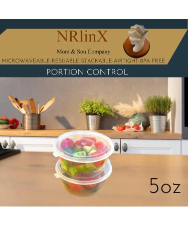 NRLinX 5 oz. Plastic Condiments Containers with Hinged Lids - 50 Sets | Multipurpose Small Sauce Cups for Dip, Dressing, Jello Shots - Buy Online on GoSupps.com