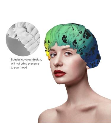 Paw Prints Pattern Waterproof Shower Cap for Women - Fits All Head Sizes & Hair Textures - Buy Online on GoSupps.com