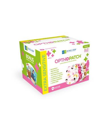 Opthopatch Kids Eye Patches - Fun Girls Design Series I - 60 + 10 Bonus Latex Free Hypoallergenic Cotton Adhesive Bandages for Amblyopia and Cross Eye - 3 Reward Chart Posters by Defined Vision