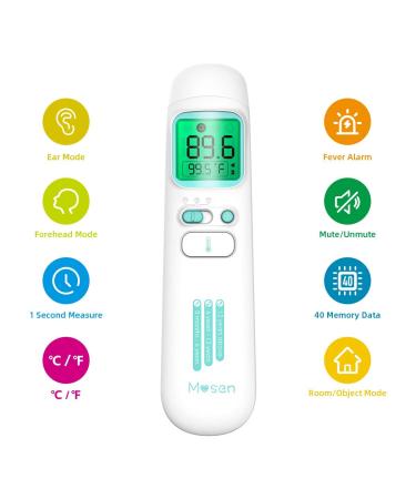 Buy Mosen Medical Infrared Thermometer - Fast 1 Sec Measurement for Baby & Adults, Forehead & Ear, Memory Function - Buy Online on GoSupps.com