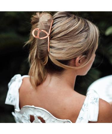 Rose Gold Hair Claw Clips Set - Metal Hair Styling Barrettes for Women and Girls (2 Pack) - Buy Online on GoSupps.com