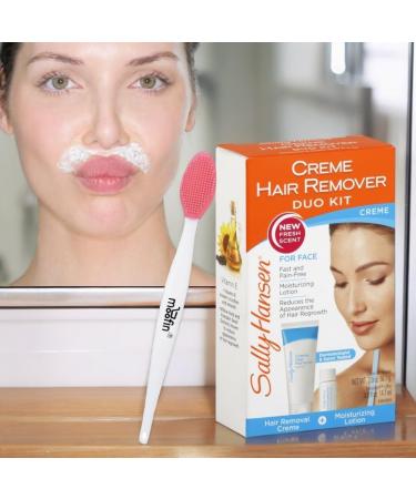 Sally Hansen Creme Hair Remover Kit - Quick & Gentle Formula with Vitamin E & Aloe for Face & Sensitive Areas - 4 Pack with Nose Cleaning Brush - Smooth Skin Solutions - Buy Online on GoSupps.com