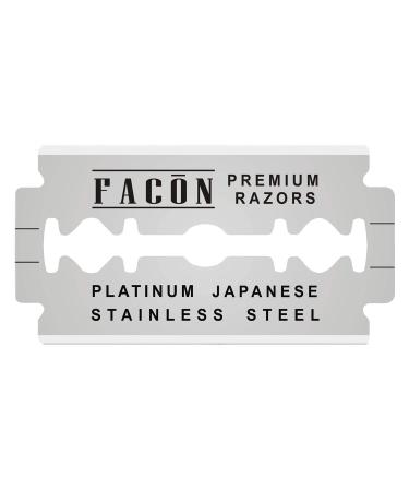 50 Fac n Platinum Japanese Stainless Steel Double Edge Razor Blades for Safety Razor - Close Smooth Shaving Experience - 200+ Shaves