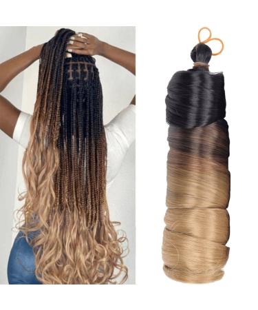 Curly Braiding Hair 24 Inch French Curls Synthetic Hair Extensions Curl French Crochet Braid Hair Synthetic Pre Stretched Bouncy Braid Hair Extensions 1pc Yellow