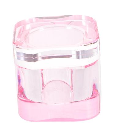 WOFASHPURET Nail Art Brush Cup Crystal Glass Gaiwan Pink Square 5.70X5.40X5.40CM Pink