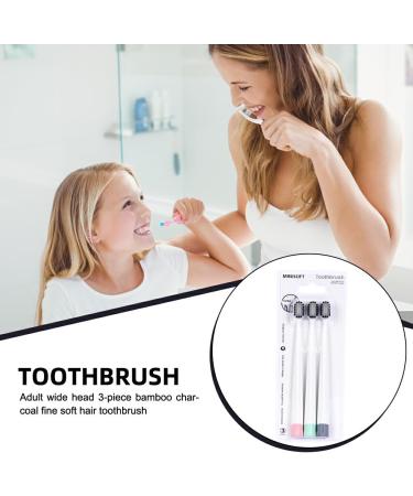 3Pcs Bamboo Charcoal Toothbrush Set for Adults | Wide Head Design | Eco-Friendly Oral Care - Travel & Home Use - Buy Online on GoSupps.com
