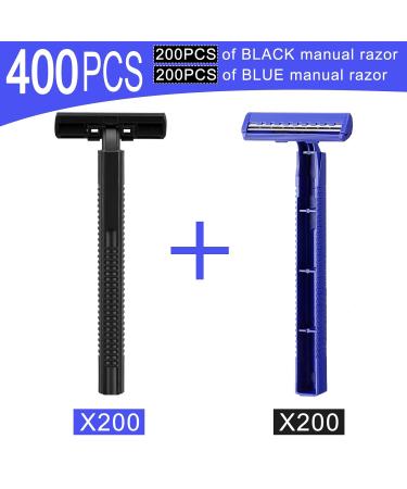 400 Pcs Twin Blade Razors for Men & Women - Manual Disposable Shaving Razors for Travel Hotel & Outdoors - 200 Blue & 200 Black - Buy Online on GoSupps.com