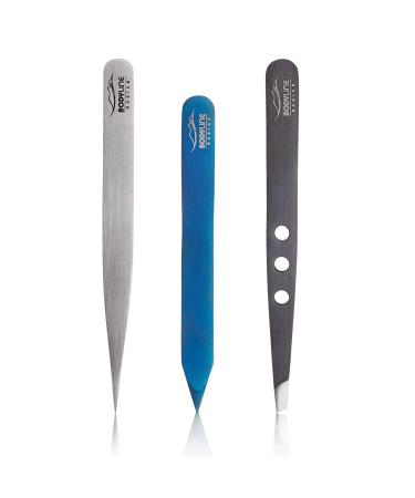 Bodyline Basics Precision Tweezer Set for Facial Hair Removal - Ideal for Eyebrows, Chin Hair, Splinters, and Ingrown Hairs - Buy Online on GoSupps.com