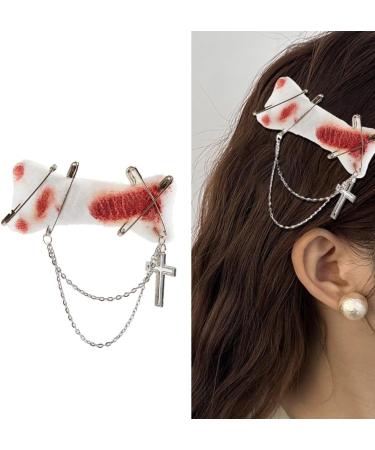 Furry HairPins Girl Subculture Bloodstain Brooch Great for Most Hair Type Hair Clip with Pin for Lady Women Girl Red - Buy Online on GoSupps.com