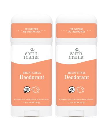 Earth Mama Bright Citrus Deodorant | Safe for Sensitive Skin Pregnancy and Breastfeeding Contains Organic Grapefruit and Calendula No Baking Soda or Aluminum 2.65-Ounce (2-Pack) NEW Bright Citrus 3 Ounce (Pack of 2) - Buy Online on GoSupps.com