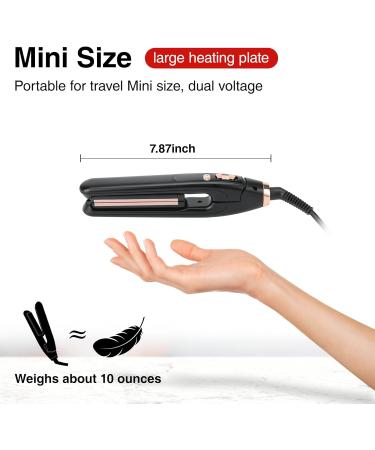 PRITECH Mini Flat Iron - Portable Hair Straightener with 13 Adjustable Temperatures (210 F-450 F) - Perfect for All Hairstyles - Black - Buy Online on GoSupps.com