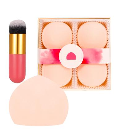 4 Pcs Beauty Makeup Sponges Expanding Marshmallow Pink Foundation Beauty Blenders Latex-Free Concealer Blenders with Foundation Brushes for Cream Foundation Loose Setting Powder