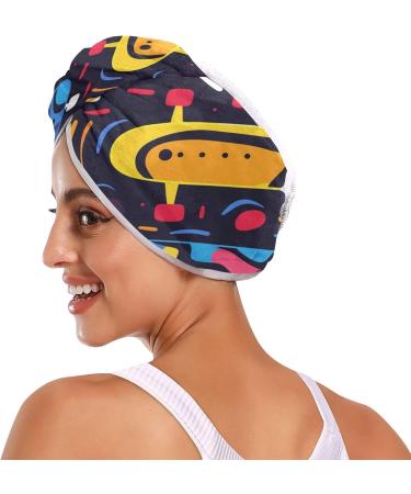 Colorful Skates Hair Towel 2 Pack - Super Absorbent Quick Dry Hair Turbans for Women & Girls - Buy Online on GoSupps.com