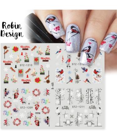 4 in 1 Sliders Wraps Winter Water Transfer Cute Snowflakes Abstract Leaf Penguin Bird Nail Stickers(01) Style01 - Buy Online on GoSupps.com