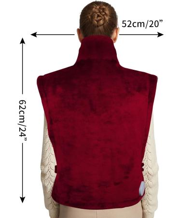 Ambershine XXXL King Size Heating Pad | Fast-Heating & 10 Settings for Neck/Shoulder/Back Pain Relief | Perfect Gift for Men & Women - Red - Buy Online on GoSupps.com