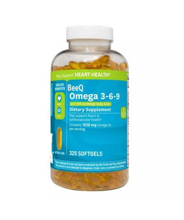 BeeQ Omega 3-6-9 Dietary Supplement (325 ct.) May Support Heart & Cardiovascular Health* May Promote Eye Health