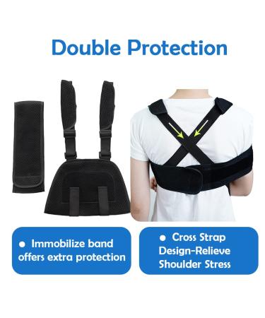 Kids Arm Sling for Shoulder Injury - Adjustable Medical Brace for Elbow Surgery & Rotator Cuff Support (Black Medium) - International Shipping Available - Buy Online on GoSupps.com