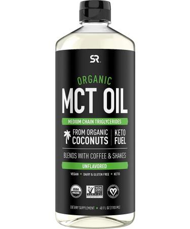 Sports Research Keto MCT Oil from Organic Coconuts - Fatty Acid Fuel for Body + Brain - Dual Ingredient C8 and C10 MCTs - Perfect in Coffee, Tea, & More - Non-GMO & Vegan - Unflavored (40 Oz) 40 Fl Oz (Pack of 1) C8 + C10