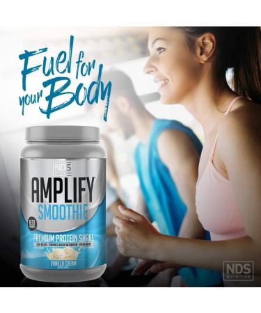 NDS Nutrition Amplify Smoothie Premium Whey Protein Powder Shake - Vanilla (30 Servings) - Build Lean Muscle, Gain Strength, Lasting Energy, Lose Fat - Buy Online on GoSupps.com