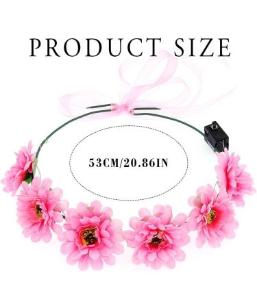 Edary LED Flower Headbands Crown Light Up Hair Wreath Headband Bridal Floral Festival Headpiece Halloween Party Seaside Vacation Photo Headdress for Bride Women Girls (Pink) - Buy Online on GoSupps.com