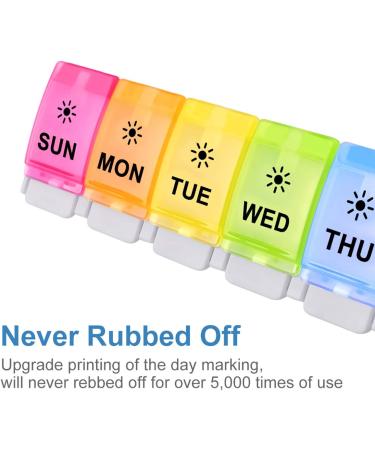 Easy Open Large 7 Day Pill Box Organizer - Twice a Day AM PM Vitamin Case with Push Button, Arthritis Friendly Rainbow Design - Buy Online on GoSupps.com