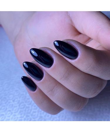 360pcs Glossy Black Almond Press on Nails - Medium Length Fake Acrylic Nails with Adhesive Tabs for Women & Girls - Buy Online on GoSupps.com