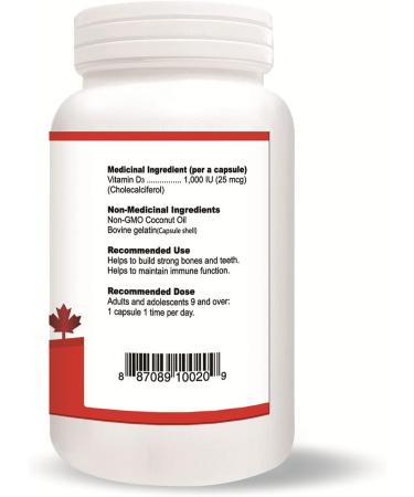 Nutridom Vitamin D3 with Coconut MCT Oil - 1 000IU (25mcg) per serving (500 Softgels) Supports Immune Fuction Muscle & Bone Health Non-GMO Gluten Free Made in Canada - Buy Online on GoSupps.com
