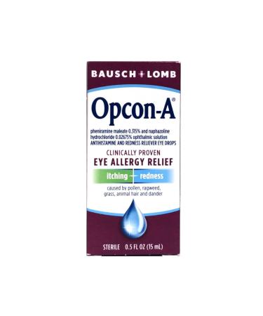 B&L Allergy Eye Drops Size .5z Opcon-A Allergy Relief Eye Drops
