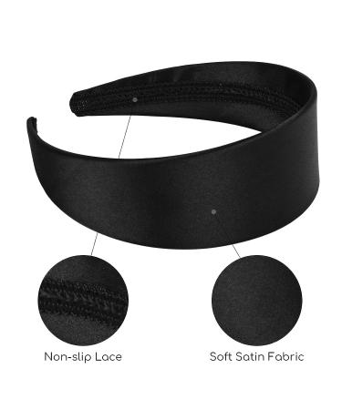 DEEKA 2 Inch Wide Satin Headband for Women and Girls - White/Black 2 Pack - Stylish Hair Accessory - Buy Online on GoSupps.com