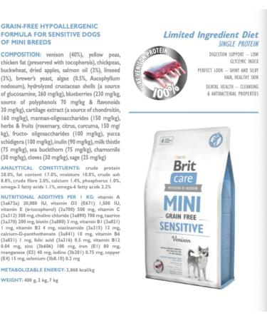 Brit Care Mini Grain-Free Bezzbo owa Sensitive Dziczyzna 400 g - Buy Online on GoSupps.com