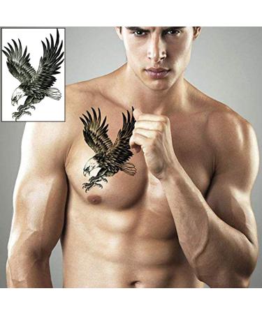 Large Temporary Tattoos for Men - Cool Lion Eagle Owl Wolf Skull Designs - Waterproof Body Stickers (8 Sheets) - Buy Online on GoSupps.com