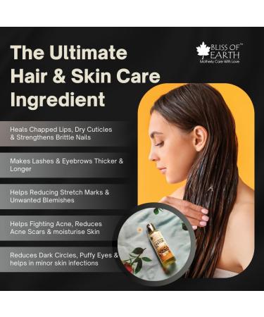  BLISS OF EARTH Bliss Of Earth Organic Cold-Pressed Hexane-Free Castor Oil for Hair Growth Yellow 100 ml (Castor Oil) - Buy Online on GoSupps.com