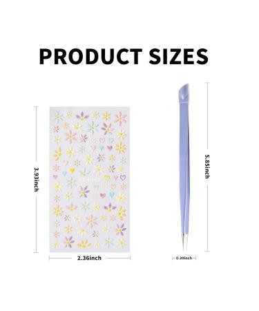 5D Flower Nail Art Stickers - Colorful Self-Adhesive Decals for Manicure | Nail Tweezers Included - Buy Online on GoSupps.com