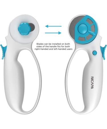 NICAPA 45mm Rotary Cutter for Fabric with Safety Lock and 5 Extra Blades - Crafting, Sewing, Quilting - Ergonomic Design - White - Buy Online on GoSupps.com
