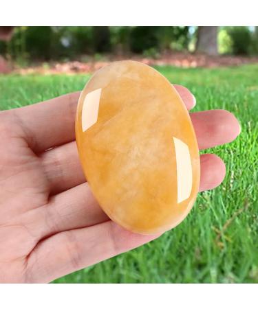 Xiannvxi 2.4 Natural Yellow Jade Worry Stone - Polished Oval Gem for Massage & Reiki Healing | Buy Crystals Online - Buy Online on GoSupps.com
