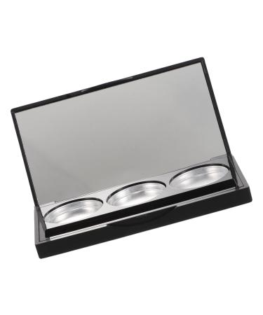 Lurrose Palette de Maquillage Portable Rectangulaire Noire Mate 3 Compartiments Emplacement Pinceaux tui Rechargeable Vide pour Fards Paupi res et Blush Bo te de Rangement