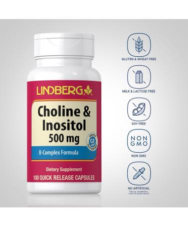 Lindberg Choline Inositol Supplement | 500mg | 100 Capsules | Vitamin B Complex | Non-GMO Gluten Free - Buy Online on GoSupps.com